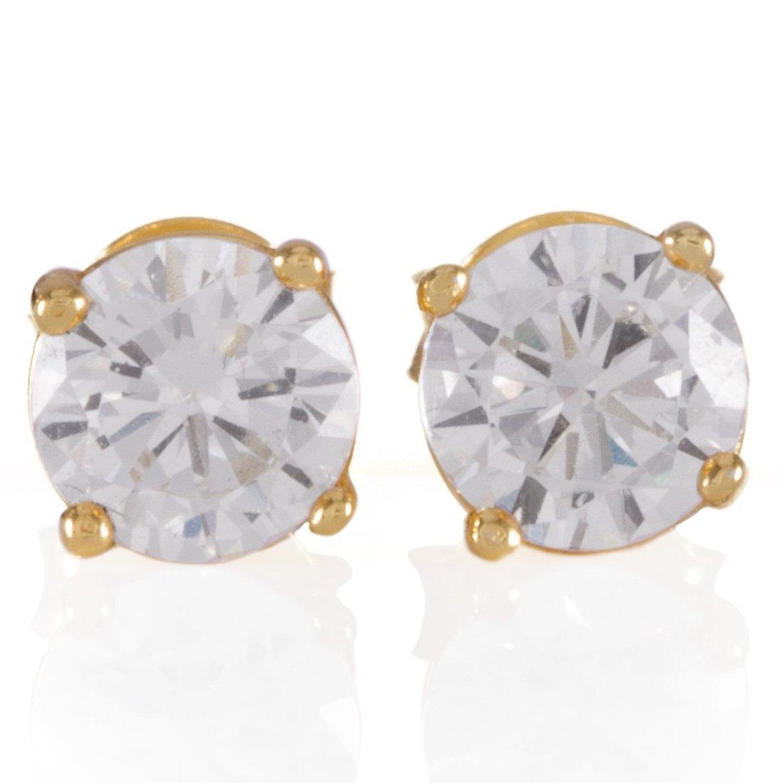 King Ice Brilliant-Cut Solid Gold Stud Earrings - 14K Gold - 14K GOLD